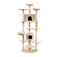 Cat Tree 203cm Tower Scratching Post Scratcher Condo Trees House Bed Beige