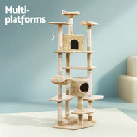 Cat Tree 203cm Tower Scratching Post Scratcher Condo Trees House Bed Beige