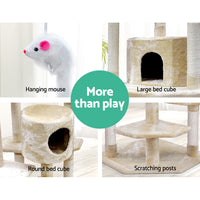 Cat Tree 203cm Tower Scratching Post Scratcher Condo Trees House Bed Beige