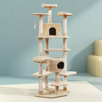 Cat Tree 203cm Tower Scratching Post Scratcher Condo Trees House Bed Beige