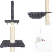 Cat Tree 260cm Tower Scratching Post Scratcher Floor to Ceiling Cats Bed Dark Grey