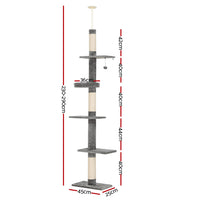 Cat Tree 290cm Tower Scratching Post Scratcher Floor to Ceiling Cats Bed