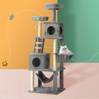 Cat Tree 169cm Tower Scratching Post Scratcher Wood Bed Condo House Rattan Ladder