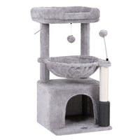 i.Pet Cat Tree Tower 82cm Scratching Post Furniture Scratcher House Light Grey
