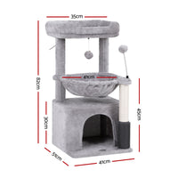 i.Pet Cat Tree Tower 82cm Scratching Post Furniture Scratcher House Light Grey
