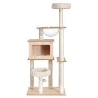 Cat Tree Tower Scratching Post Scratcher 142cm Wood Bed Condo House