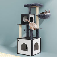 Tree Tower Scratching Post Scratcher 144cm Wood Bed Condo House Cabinet