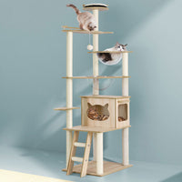 Tree Tower Scratching Post Scratcher 174cm Wood Bed Condo House Ladder