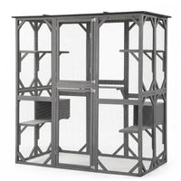 i.Pet Cat House 181cm Outdoor Catio Enclosure Walk-In Large Rabbit Hutch Grey