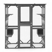 i.Pet Cat House 181cm Outdoor Catio Enclosure Walk-In Large Rabbit Hutch Grey