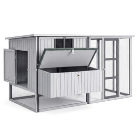 i.Pet Chicken Coop 219cm Rabbit Hutch Poultry Cage Outdoor Enclosure Wood