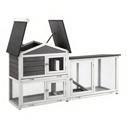 i.Pet Chicken Coop Rabbit Hutch Extra Large Wooden Run Cage House With Run Cage