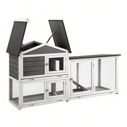i.Pet Chicken Coop Rabbit Hutch Extra Large Wooden Run Cage House With Run Cage