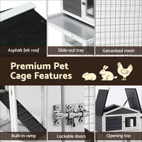 i.Pet Chicken Coop Rabbit Hutch Extra Large Wooden Run Cage House With Run Cage