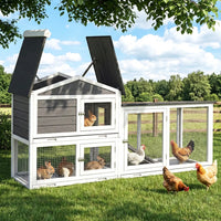 i.Pet Chicken Coop Rabbit Hutch Extra Large Wooden Run Cage House With Run Cage