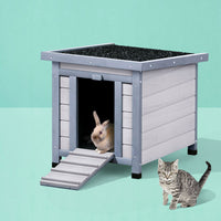 Outdoor Cat House Rabbit Hutch Wooden Shelter Condo Small Enclosure Indoor Cat House Outdoor