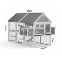 i.Pet Chicken Coop Large Outdoor Rabbit Hutch Chook House Hatch Box With Run Grey White