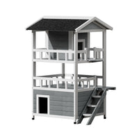 i.Pet Outdoor Cat House Shelter 72cm x 72cm x 127cm Rabbit Hutch Wooden Condo Small Outdoor Cat House