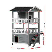 Outdoor Cat House Shelter 72cm x 72cm x 127cm Rabbit Hutch Wooden Condo Small Outdoor Cat House