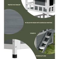 Outdoor Cat House Shelter 72cm x 72cm x 127cm Rabbit Hutch Wooden Condo Small Outdoor Cat House