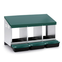 i.Pet Chicken Nesting Box Roll Away 3 Holes Metal Wall Mounted Nest Box Green