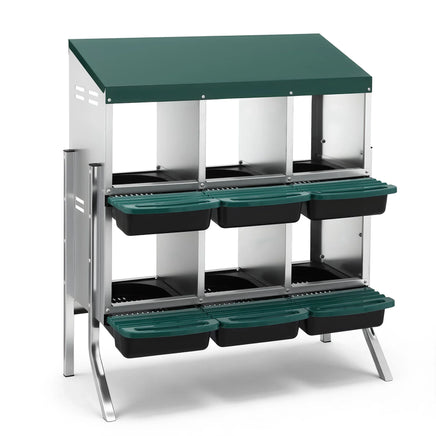 i.Pet Chicken Nesting Box Roll Away Metal Nesting Box Wall Mounted 6 Holes Green