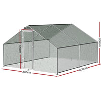 Chicken Coop Cage 3x4x2m Galvanised Steel