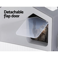 Cat Litter Box Large Tray Kitty Toilet Enclosed Cat Litter Box Hooded Scoop Mat Grey