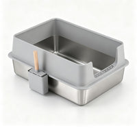 i.Pet XXL Cat Litter Box Stainless Steel Jumbo Semi-Enclosed Pet Kitty Toilet Grey
