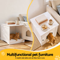 i.Pet 49x51cm Cat Litter Box Enclosure Hidden Litter Tray Cabinet White