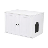 i.Pet 80x53cm Cat Litter Box Enclosure Hidden Litter Tray Cabinet Furniture White