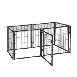 i.Pet Large Dog Crate Cage Playpen 129cm Puppy Pen Pet Enclosure Black