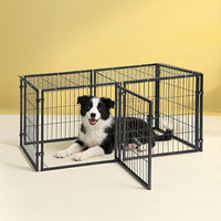 i.Pet Large Dog Crate Cage Playpen 129cm Puppy Pen Pet Enclosure Black
