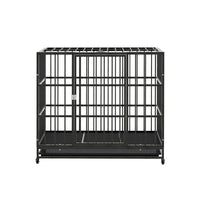 Dog Cage Crate Large Puppy Cat Anti-Bite Pet Kennel Wheels w/Tray Metal