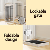 Dog Playpen Enclosure 6 Panel Pet Fence Wooden Play Pen