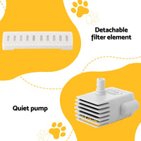 Pet Water Fountain Feeder Dispenser Filter Dog Cat Drinking Automatic 2.2L