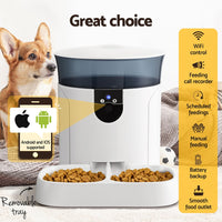 Automatic Pet Feeder Dog Cat Camera Wifi Smart Food Dispenser Timer 7L APP