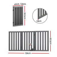 i.Pet Dog Gate Playpen Enclosure 3 Panels Pet Door Fence Wooden Play Pen Stair