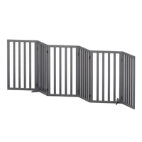 i.Pet Dog Gate Playpen Enclosure 6 Panels Pet Door Fence Wooden Play Pen Stair