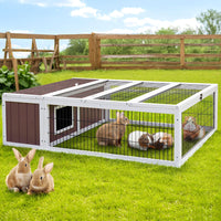 Rabbit Hutch 124cm x 90cm x 35cm Chicken Coop Large Outdoor Wooden Run Cage House