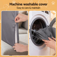 i.Pet 2in1 Dog Kennel Crate Furniture Grey Bedding Wooden House Indoor