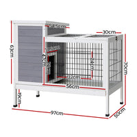 Rabbit Hutch Chicken Coop 97cm x 49cm x 86cm Chicken Coop Large Run Wooden Outdoor Cage House