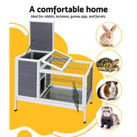 Rabbit Hutch Chicken Coop 97cm x 49cm x 86cm Chicken Coop Large Run Wooden Outdoor Cage House