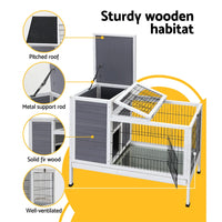 Rabbit Hutch Chicken Coop 97cm x 49cm x 86cm Chicken Coop Large Run Wooden Outdoor Cage House