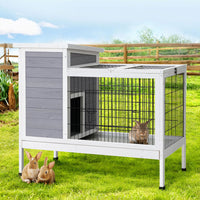 i.Pet Rabbit Hutch Chicken Coop 97cm x 49cm x 86cm Chicken Coop Large Run Wooden Outdoor Cage House