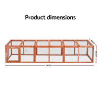 i.Pet Chicken Coop Wooden Pet Run Rabbit Hutch Large Outdoor Cage with Play Area Brown