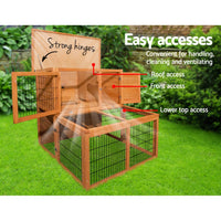 Chicken Coop Rabbit Hutch 96cm x 96cm x 100cm Large Chicken Coop Run Wooden Cage Outdoor House