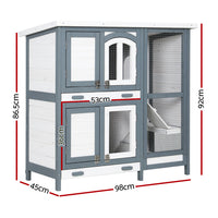 Rabbit Hutch Chicken Coop 98cm x 45cm x 92cm Chicken Coop Large Wooden House Run Cage Outdoor