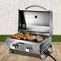 Grillz Portable Gas BBQ Grill 2 Burners with 2 Plates