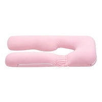 Giselle Bedding Pregnancy Pillow U Shaped Full Body Pillow with 100% Cotton Jersey Cover Maternity Pillow for Sleeping Reading, Pink, 73x133cm